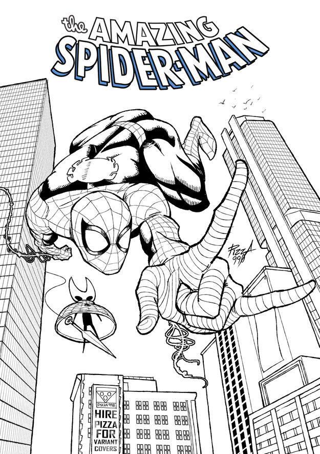 Spider-Man and Hornet Cover Fanart | B&amp;W Inked