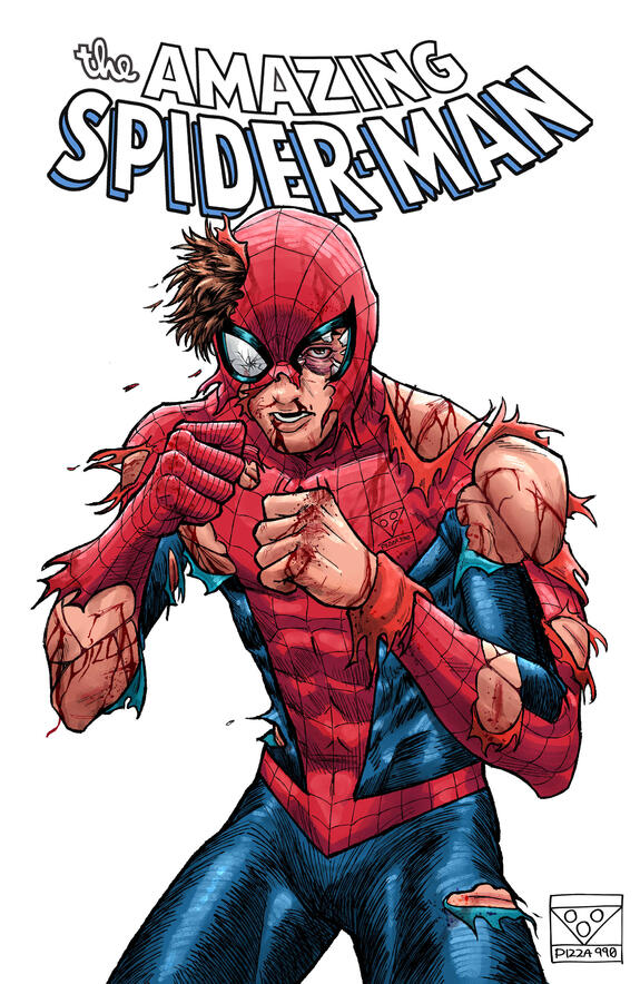 Battle Damaged Spider-Man Fanart Cover